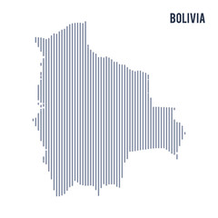 Vector abstract hatched map of Bolivia with vertical lines isolated on a white background.
