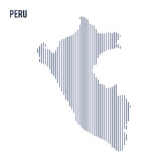 Vector abstract hatched map of Peru with vertical lines isolated on a white background.