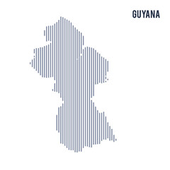 Vector abstract hatched map of Guyana with vertical lines isolated on a white background.