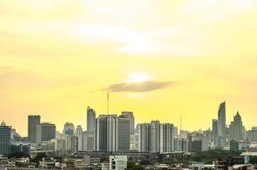 Fototapeta premium Sunshine morning time of Bangkok city. Bangkok is the capital and the most populous city of Thailand.