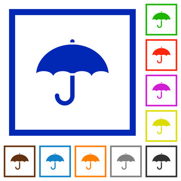 Umbrella flat framed icons