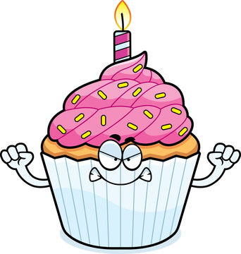 Angry Cartoon Birthday Cupcake