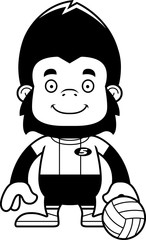Cartoon Smiling Volleyball Player Gorilla