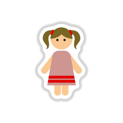 Vector illustration in paper sticker style little girl