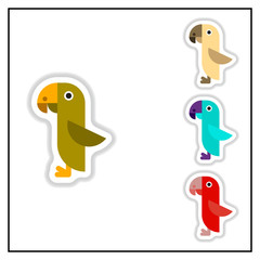Collection of Vector illustration in paper sticker style parrot