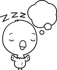 Cartoon Baby Parrot Dreaming