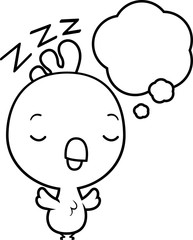 Cartoon Baby Rooster Dreaming