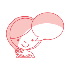 cute wife with speech bubble avatar character vector illustration design