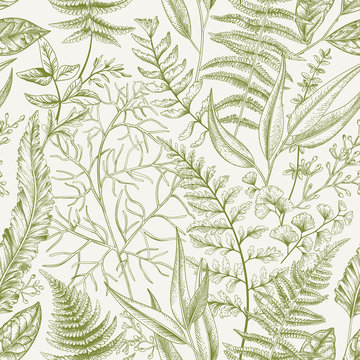Seamless pattern with  leaves.