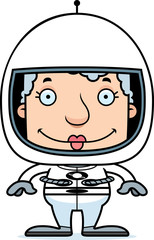 Cartoon Smiling Astronaut Woman