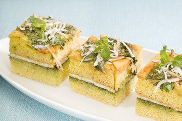 Indian Food Dhokla with Chees