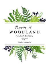 Vector card with a leafy bouquet.