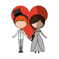 Married couple with heart avatars characters vector illustration design