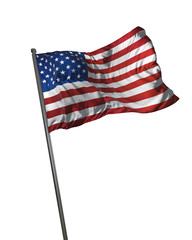 Obraz premium American Flag Waving Isolated on White Background Portrait