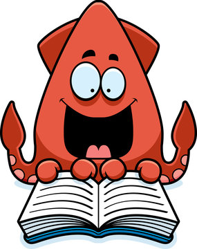 Cartoon Squid Reading