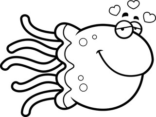 Fototapeta premium Cartoon Jellyfish in Love