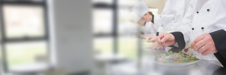 Obraz premium Chefs preparing food with windows transition