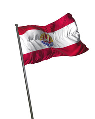 Fototapeta na wymiar French Polynesia Flag Waving Isolated on White Background Portrait