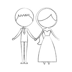 Married couple avatar characters vector illustration design
