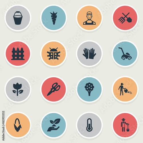 Vector Illustration Set Of Simple Garden Icons Elements Grass
