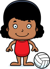 Cartoon Smiling Beach Volleyball Player Girl