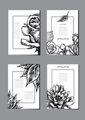Nature brochure cover design templates collection. Vector illustrations flower sketch eps10