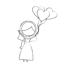 cute wife with shaped heart pumps avatar character vector illustration design