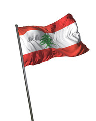 Lebanon Flag Waving Isolated on White Background Portrait