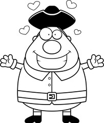 Cartoon Colonial Man Hug