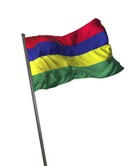 Mauritius Flag Waving Isolated on White Background Portrait