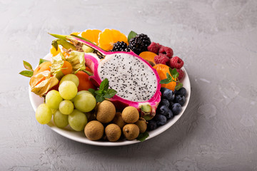 Exotic fruits on a tray