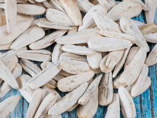 Sunflower seeds  on old wooden table