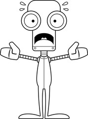 Cartoon Scared Robot In Pajamas