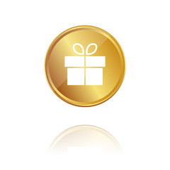 Geschenk - Gold Münze mit Reflektion