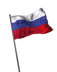 Russia Flag Waving Isolated on White Background Portrait