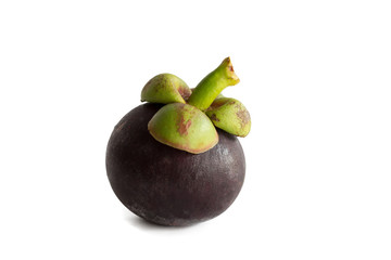 Mangosteens Queen of fruits, ripe mangosteen fruit isolated on white background.
