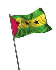 S&atilde;o Tom&eacute; and Pr&iacute;ncipe Flag Waving Isolated on White Background Portrait