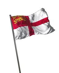 Sark Flag Waving Isolated on White Background Portrait