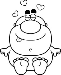 Cartoon Naked Man Sitting