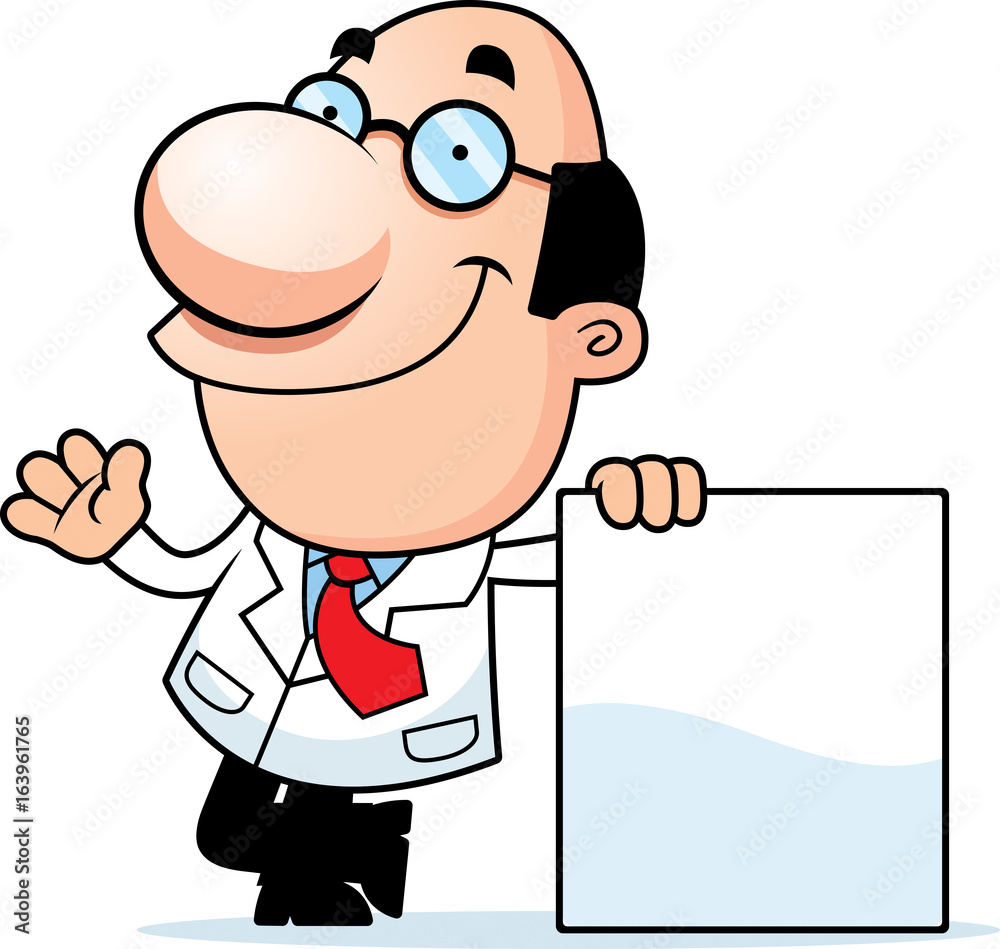 Poster cartoon scientist sign