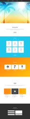 One Page Website Template With Abstract Summer Header Design. Website Wireframe in Eps 10 Illustration.