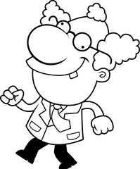 Cartoon Mad Scientist Walking