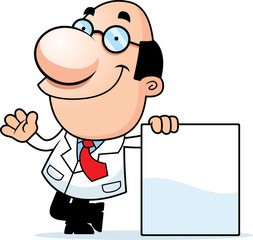 Obraz premium Cartoon Scientist Sign