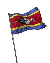Swaziland Flag Waving Isolated on White Background Portrait