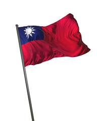 Taiwan Flag Waving Isolated on White Background Portrait