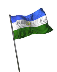 Bashkortostan Flag Waving Isolated on White Background Portrait