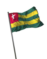 Togo Flag Waving Isolated on White Background Portrait