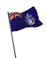 Tristan da Cunha Flag Waving Isolated on White Background Portrait