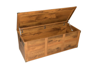 beautiful opened wooden chest isolated on white