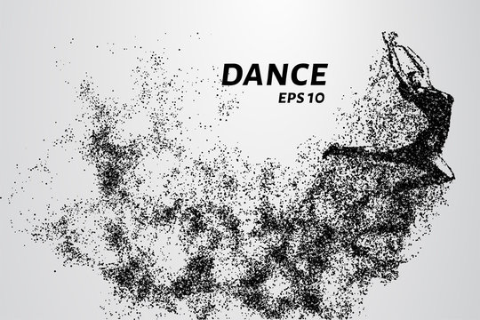 Dance of the particles. Girl dancing in jump. A dancer performs acrobatic elements.